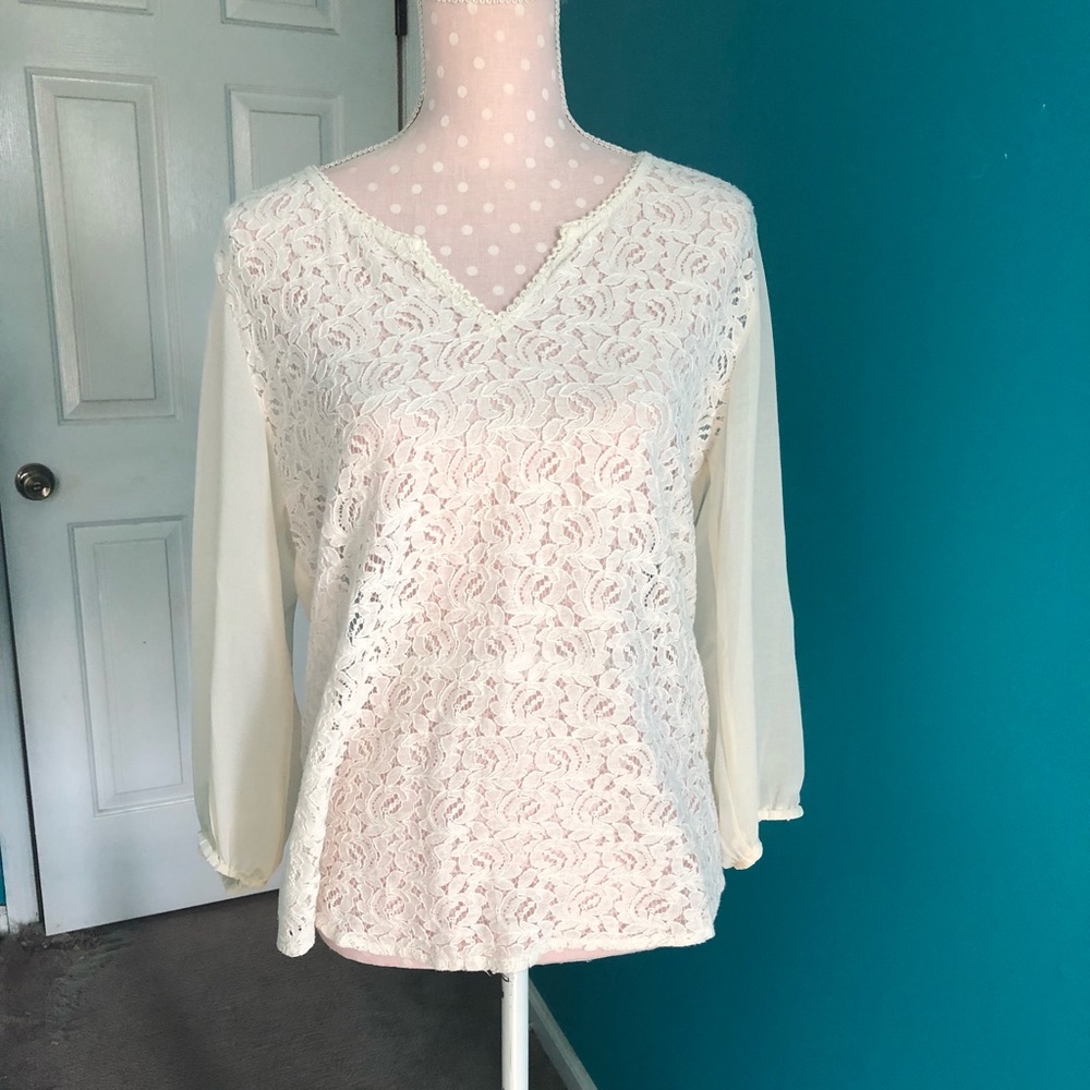 Lucky Brand sheer white top